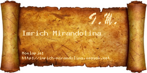 Imrich Mirandolina névjegykártya
